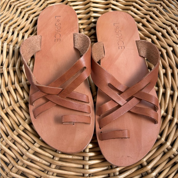 L*Space Neutral Tan Shorebreak Genuine Leather Sandals Size 9.5 - Picture 2 of 6
